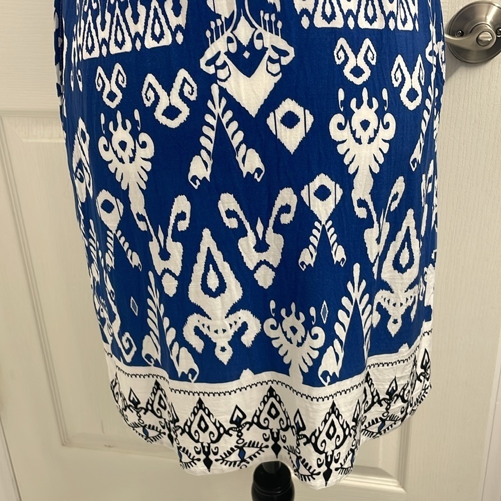 Papillon Blue and White Sleeveless Shift Dress Size S - Picture 11 of 13